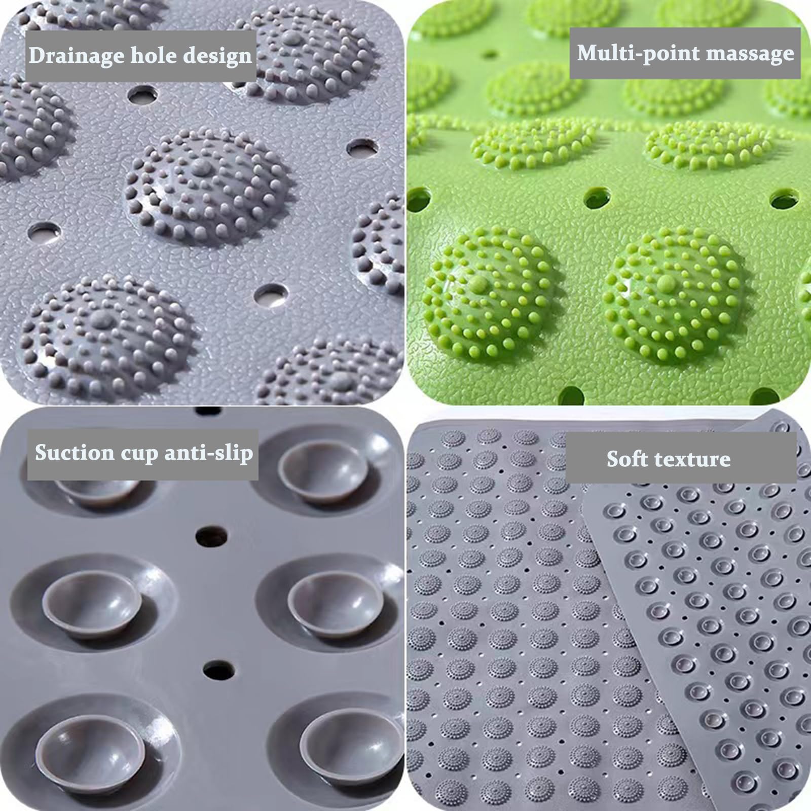 PVC Antirutschmatte für Die Dusche, Universal Duschmatte rutschfest Badewanne mit Abflusslöcher, Weich Badewannenmatte mit Saugnäpfen, Waschbar Rutschmatte Dusche,D,58x88cm/23x35in