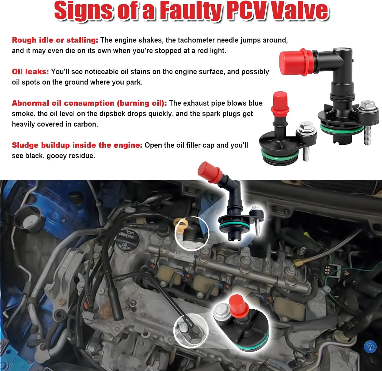 Positive Crankcase Ventilation PCV Valve Compatible With Chevrolet Cruze Malibu Trax Equinox, Buick Encore, GMC Terrain,Replace 12685407 & 12665644