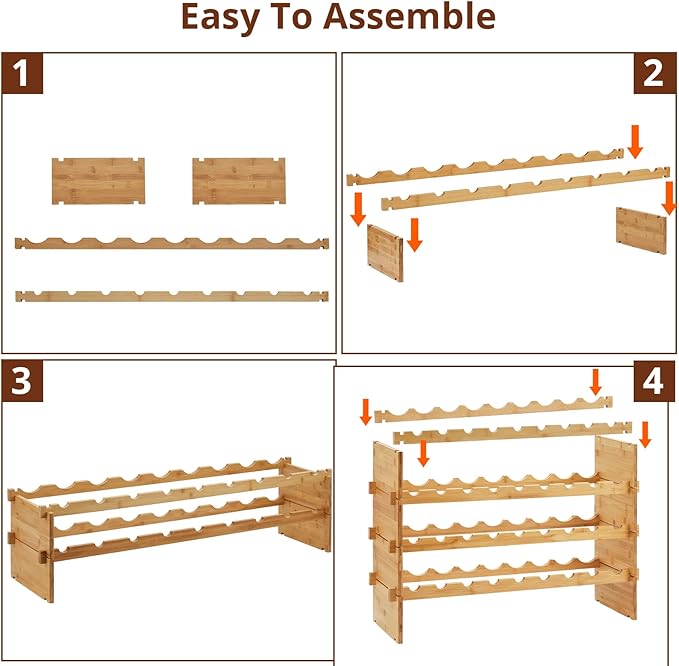 Estante para Vinos GarveeHome 36 Botellas, 4 Niveles, Madera Sólida miniatura 5