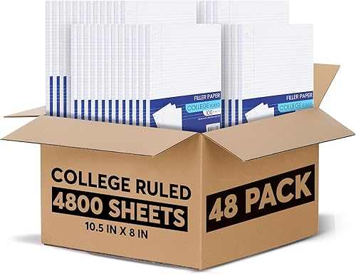 Cuaderno de papel con rayas universitarias, hojas sueltas, a granel, papel de relleno rayado para carpetas de 3 anillas, 10.5 x 8 pulgadas, para