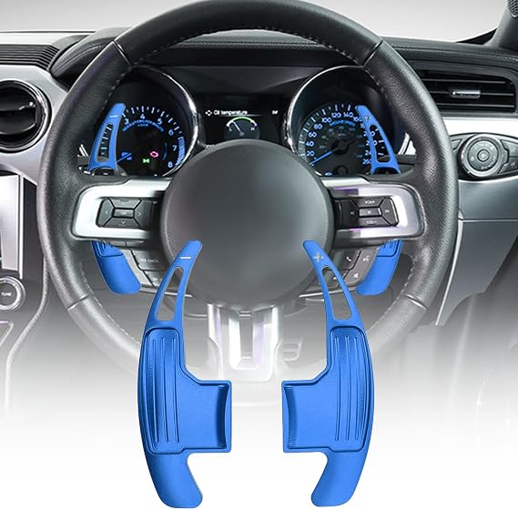 Steering Wheel Paddle Shifters, 1 Pair Aluminum Alloy Paddle Shifter Extension Replacement For Mustang V6 EcoBoost GT Shelby 20152022(blue)