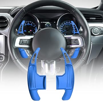 Steering Wheel Paddle Shifters, 1 Pair Aluminum Alloy Paddle Shifter Extension Replacement For Mustang V6 EcoBoost GT Shelby 20152022(blue)