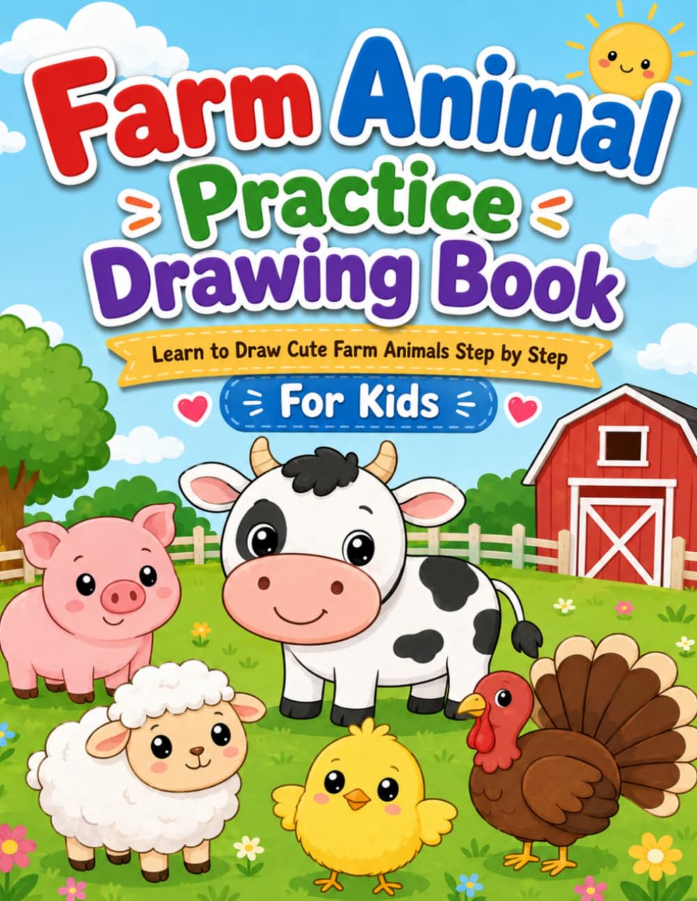 Farm Animal Practice Drawing Book: Learn to Draw Cute Farm Animals Step by Step