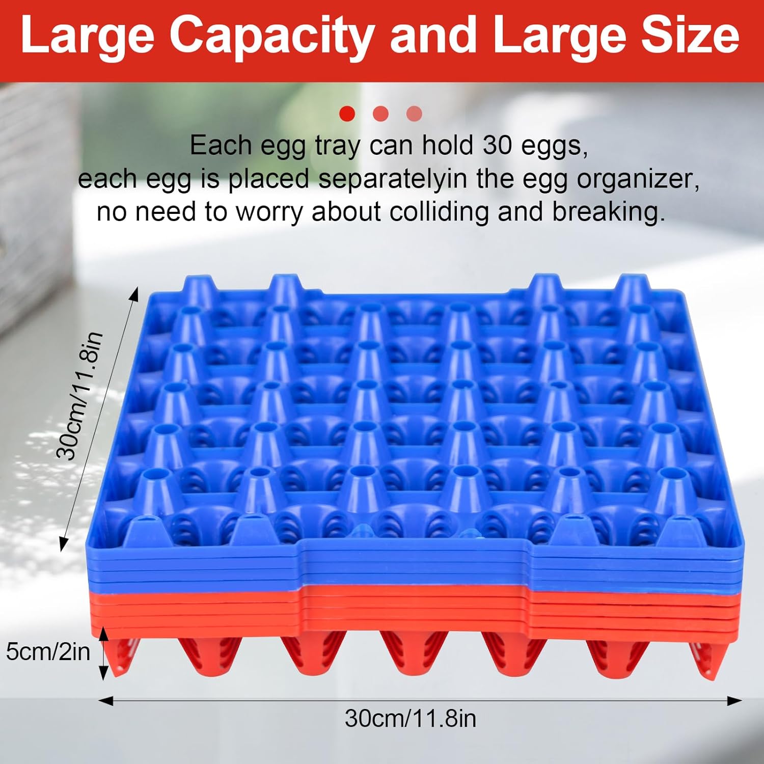 16PCS Plastic Egg Tray Egg Crates 30-Egg Flats, Stackable Egg Cartons Hold Multiple Eggs for Home Chicken Farmers, Plastic Egg Crate Farm Products for Storing, Sorting, Shipping Eggs