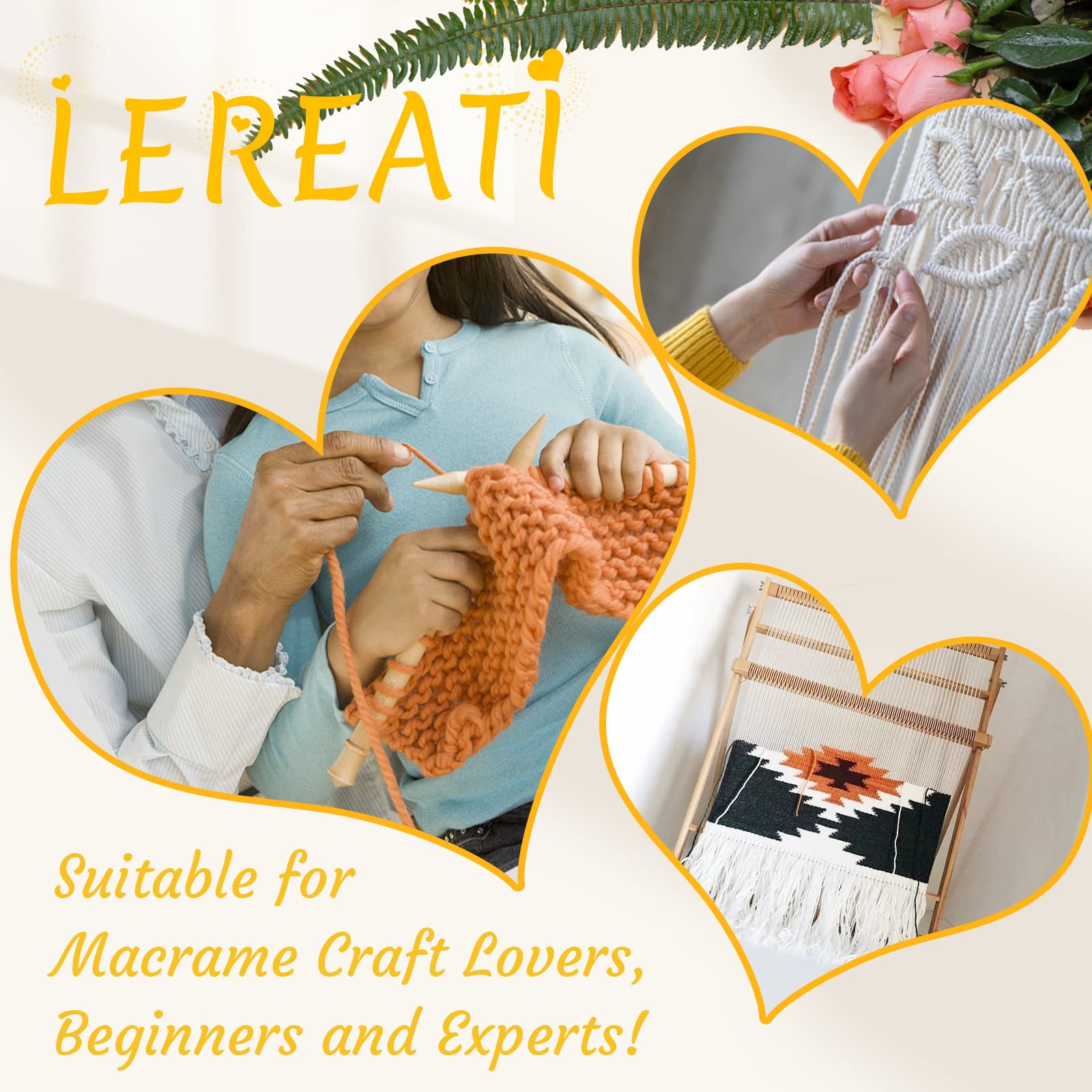 Abiemuce Makramee Garn 3mm X 100m - 4 Farben Baumwollkordel Naturtöne