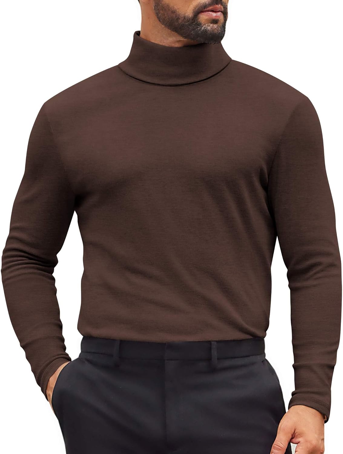 COOFANDY Mens Turtleneck Shirts Slim Fit Shirt Tops Lightweight Pullover Thermal Sweater Casual Long Sleeve Shirt