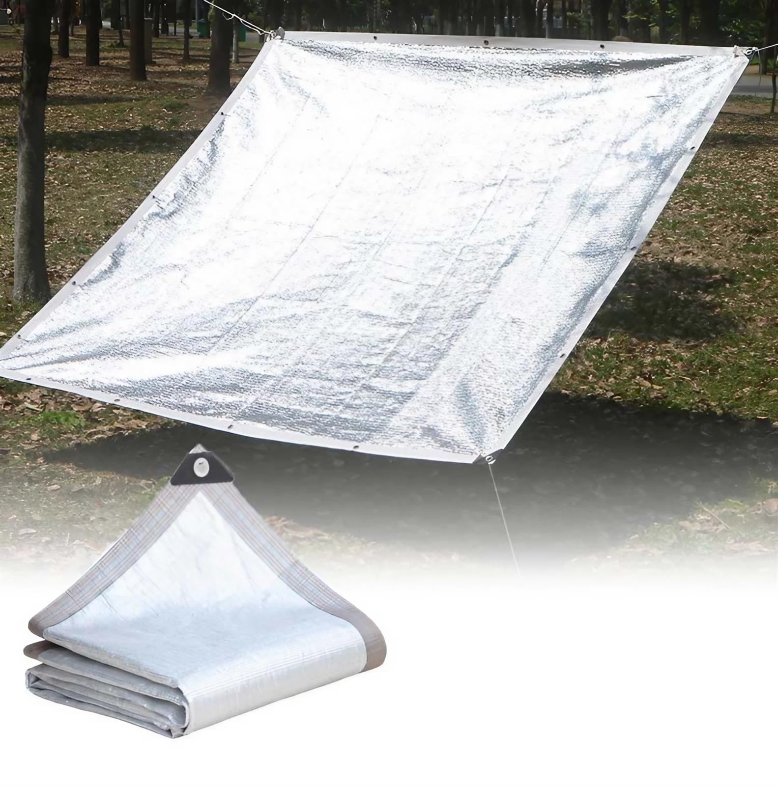 WQPMNYG Reflective Aluminet Shade Cloth for Car, Greenhouse, Garden, Balcony & Pergola - Outdoor Sunshade Netting with Grommets for Optimal Sun Protection