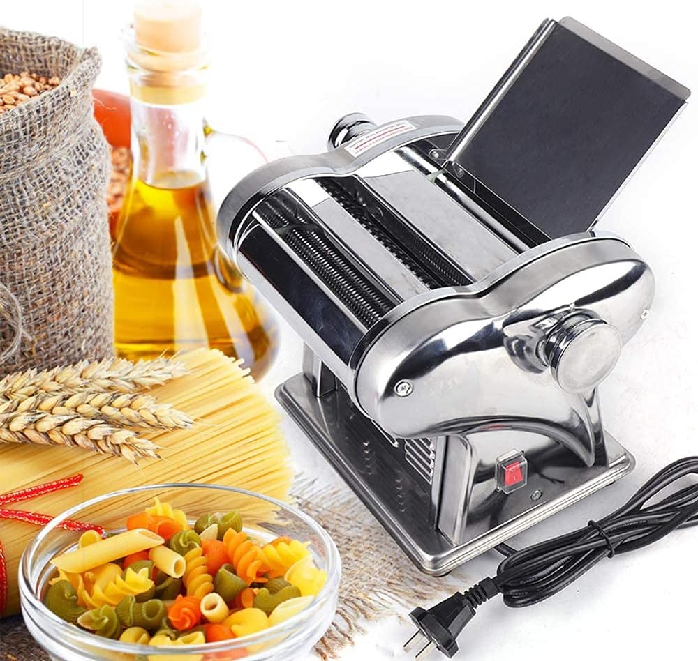 Dough Sheeter, Commercial Electric Dough Roller, 110V Stainless Steel Electric Noodle Making Pasta Maker, Electric Pasta Machine, Dough Sheeter Machine for Home Restaurant