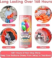 Vista 5 de Spray abrillantador para globos LOOLEY con aroma a melocotón, 15 fl.oz, 168+ horas de brillo ultra duradero, spray para globos de alto brillo, Aroma