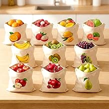 100% Cotton Fruit Bags for Fridge – Pack of 10, Reusable Printed Storage Bags, Fridge Organizer, Eco-Friendly Multi Fruit Keeper & Freshness Saver