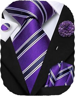 Men's Silk Ties Formal Woven Classic Necktie Pocket Square Cufflinks Lapel Pin Set Wedding Business