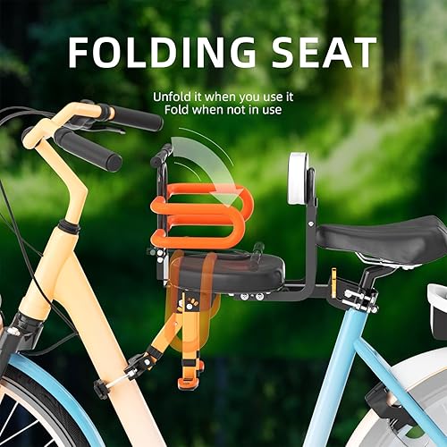 Miniatura 2 de Asiento de bicicleta para niños, montaje delantero, asiento de bicicleta para niños para bicicleta de adulto, asiento retráctil para bicicleta de