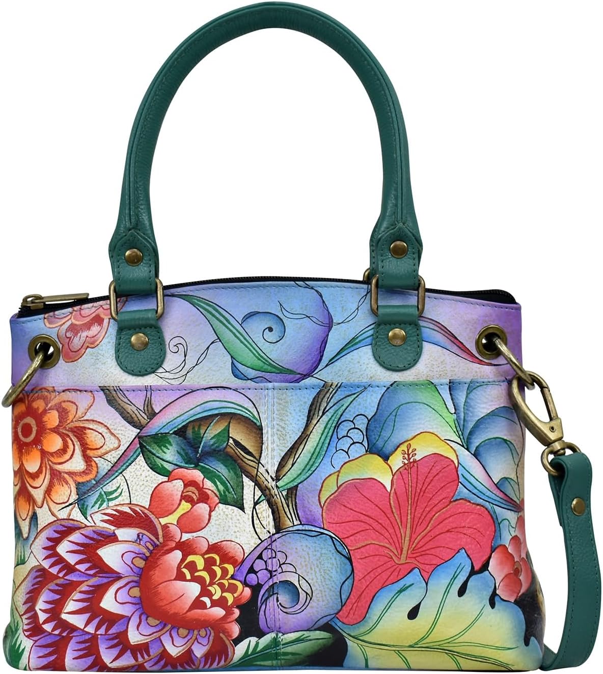 Anna by Anuschka Women's Original Genuine Leather Hand-Painted Small Satchel - Leather Handbag for Women | Original, Genuine Leather, Hand-Painted, for Women