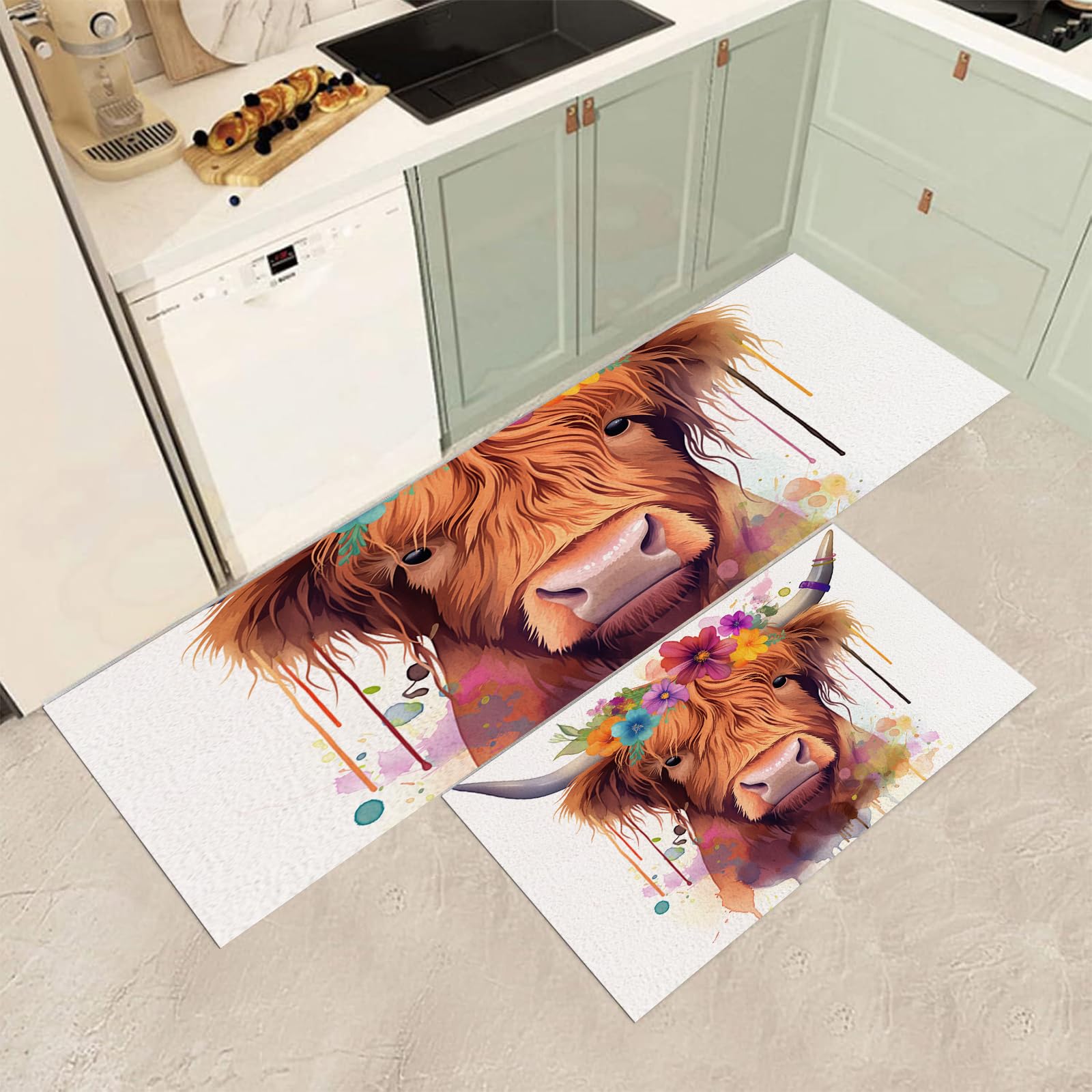 Tapis de cuisine absorbant et lavable lot de 2 avec envers sécurité