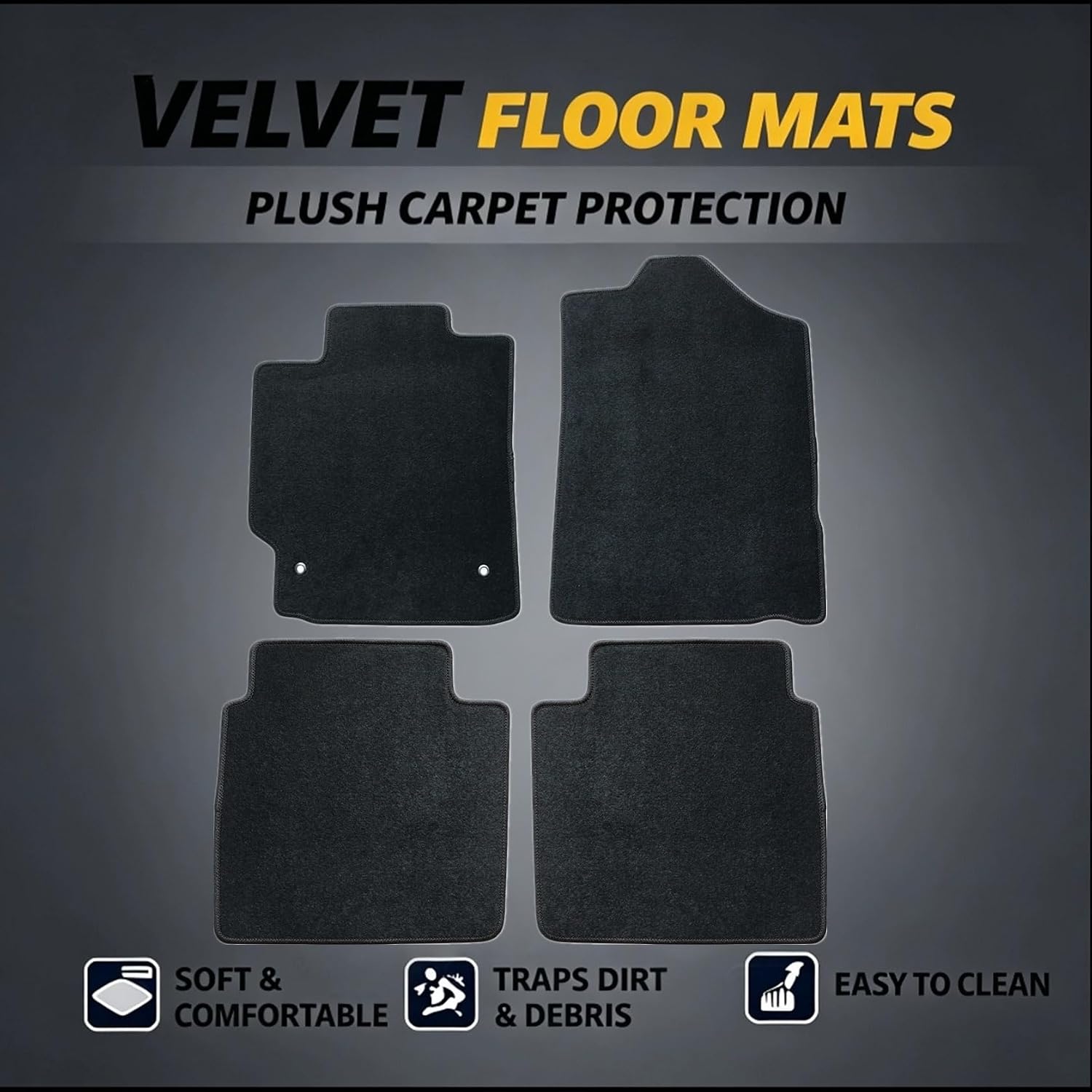 FZJDSD Black 4Pcs Front & Rear Floor Mats Carpet Velour Replacement Compatible with Toyota Camry 2007 2008 2009 2010 2011