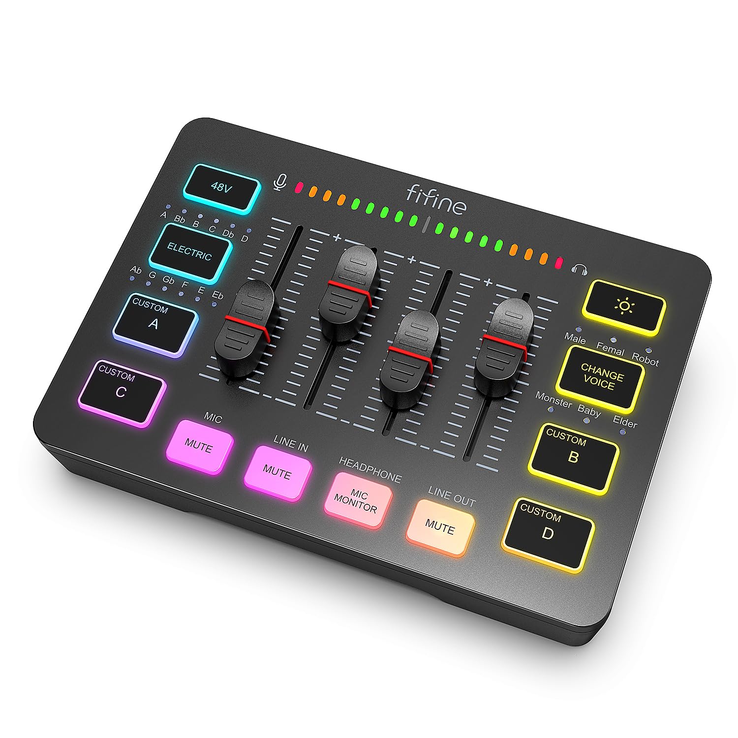 Mixer per DJ, Mixer USB con interfaccia Microfono a 4 canali/XLR/RGB, Mixer for Streaming di Podcast di Giochi AmpliGame SC3W(SC3W)