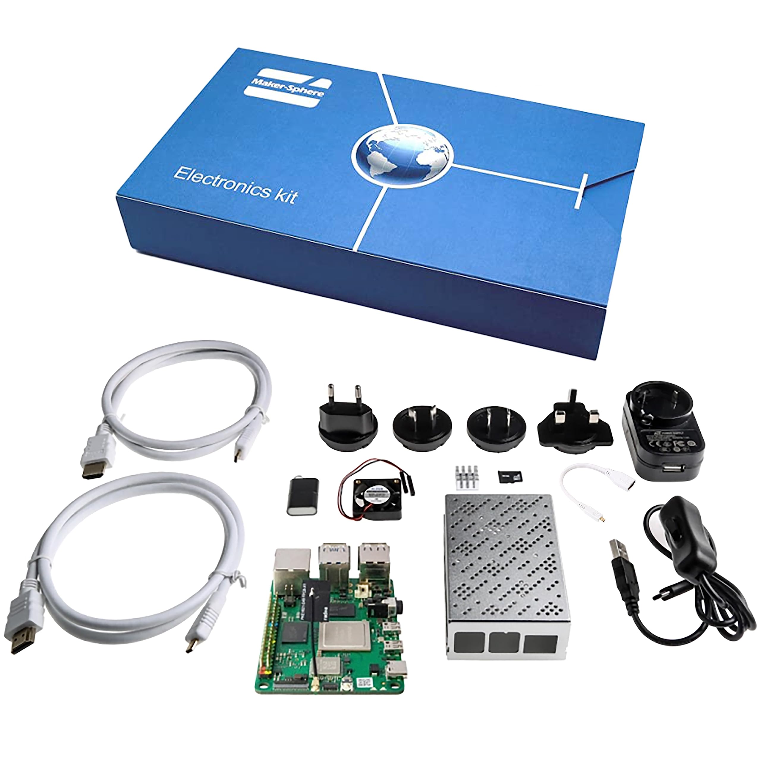 sb components ROCK 4 Model C+ - Starter kit da 4 GB con alimentatore, custodia, scheda microSD precaricata, dissipatore di calore e ventola, kit per computer a scheda singola Rock 4C+ (LibreElec OS)