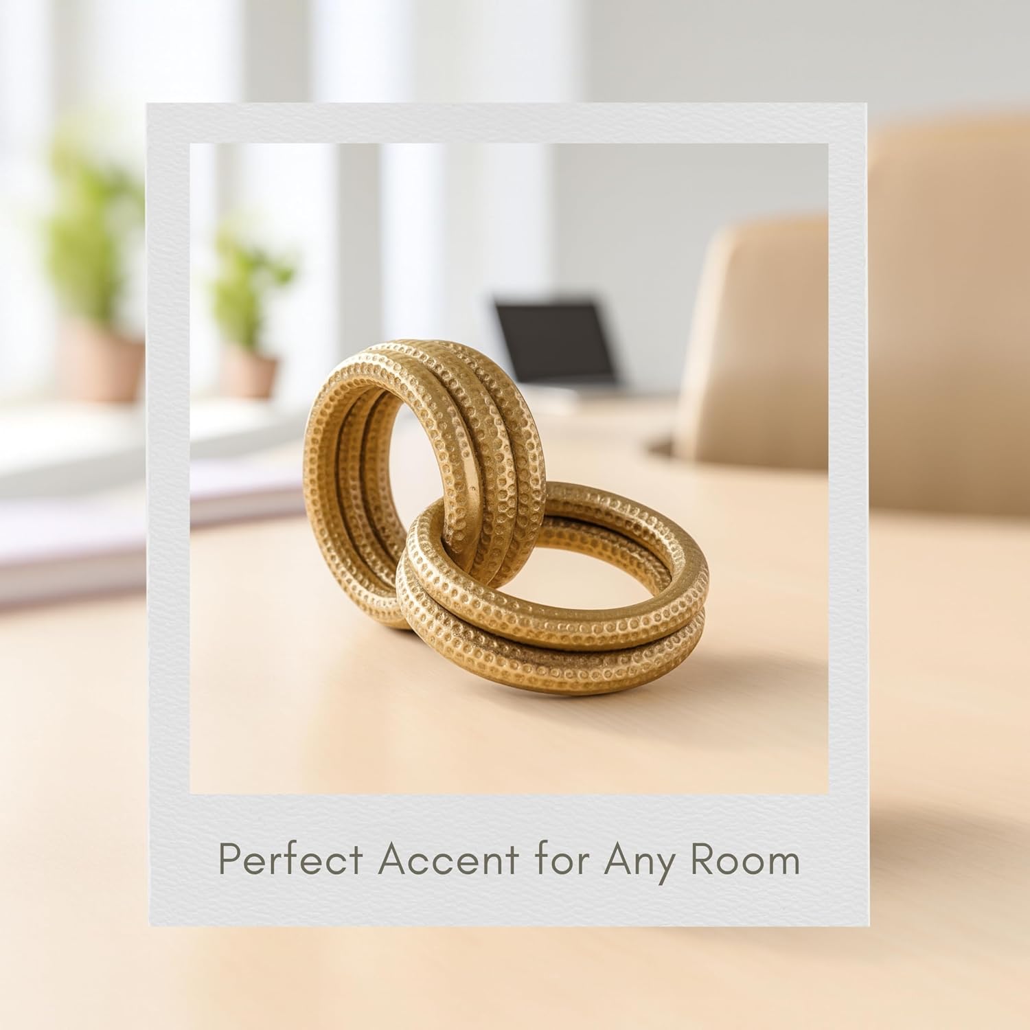 Set of 3 Metal Modern Decorative Rings– Accent for Table Top & Shelf, Coffee Table Decor for Living Room, Modern Indoor Home Decor, Glam Stylish Tabletop Accent Piece – 6/7/10", Gold