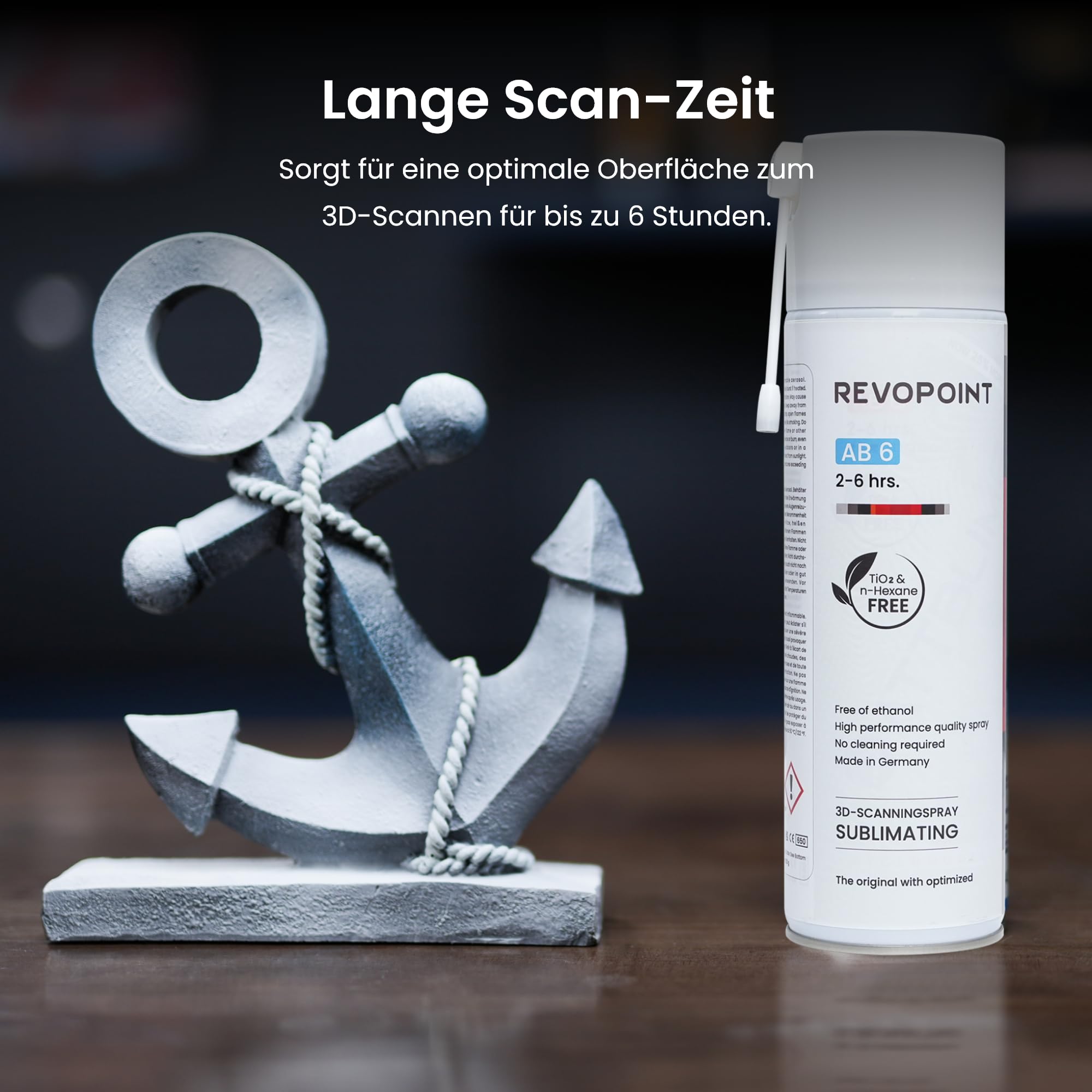 Revopoint 3D Scanning Spray für 3D-Scanner, für Reflektierende, Transparente, Schwarze oder stark strukturierte Oberflächen, kein Reinigen erforderlich, Sublimation, 500 ml, AB-6