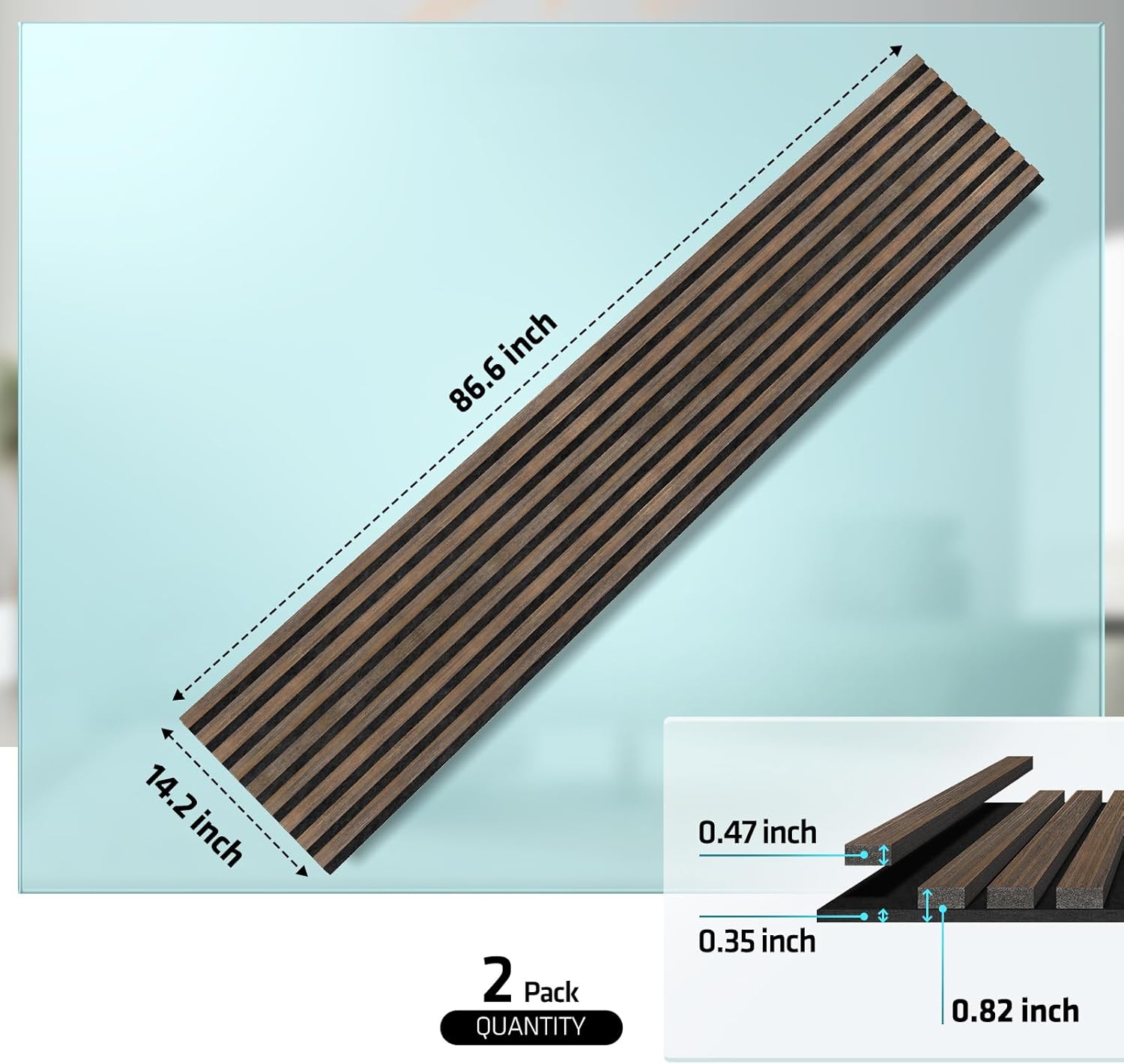 UMIACOUSTICS Wood Acoustic Panels, 2 PCS Diffusion Wall Panels, Decorative Sound Proof Panels for Home Office Cinema (Deep Walnut)