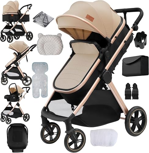 Poussette 3 en 1, Haute vue Bebe Pliante Un pied frei Veitoalioy
