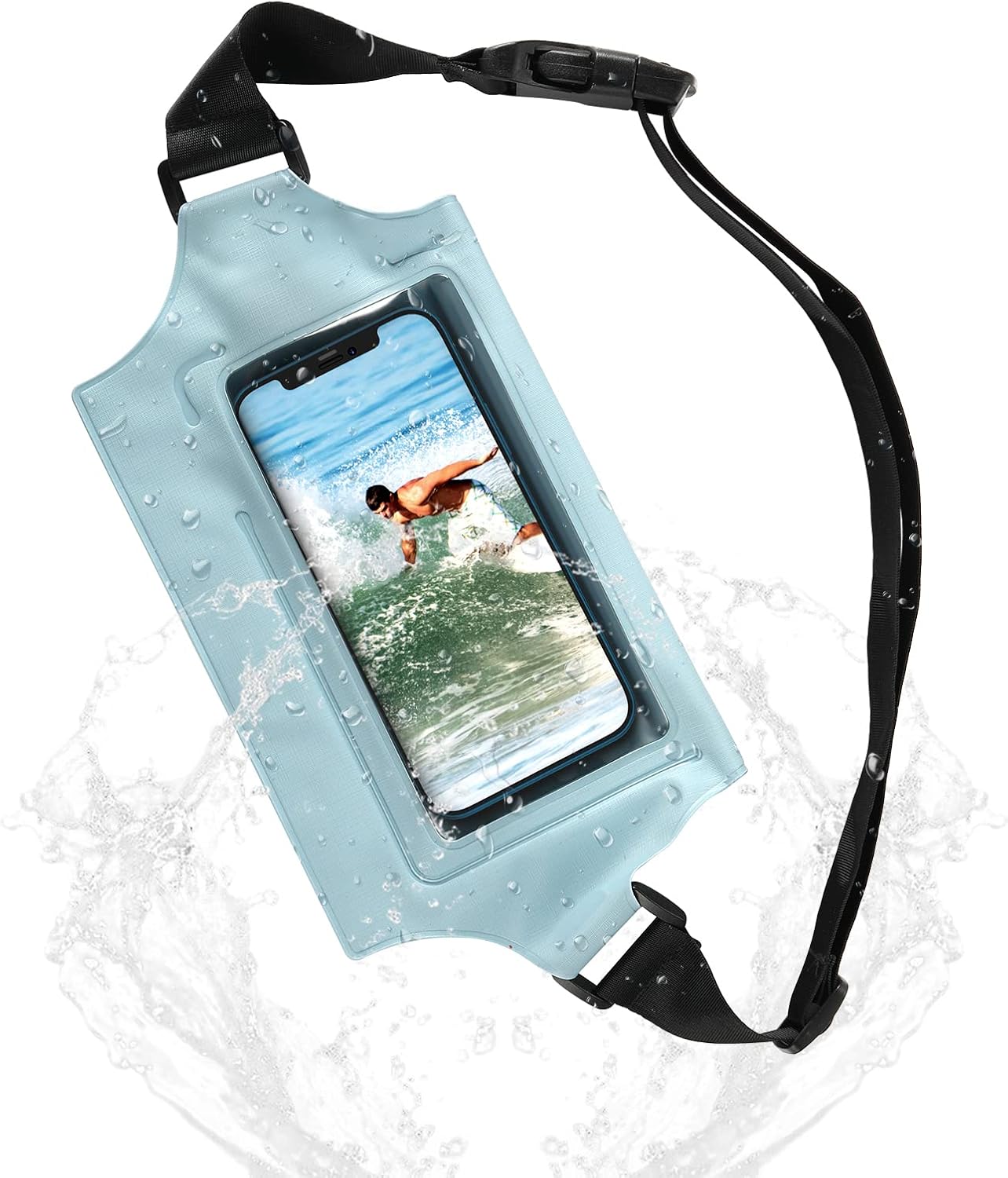 CACOE Universal Waterproof Phone Pouch-Up to 6.7",Waterproof Phone Case Holder,Cell Phone Dry Bags for Vacation Beach Pool Swimming,Compatible for iPhone 13 12 11 Pro Max XS Samsung Galaxy Light Blue