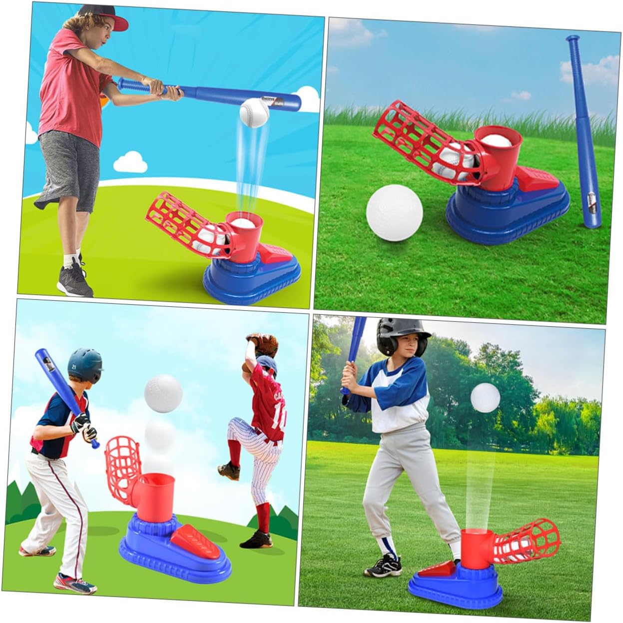 KOMBIUDA Baseball Trainer Tools with Bat and Ball Machine for Outdoor Activities Enhances Motor Skills and Batting Training Baseball Training Supply for Boys
