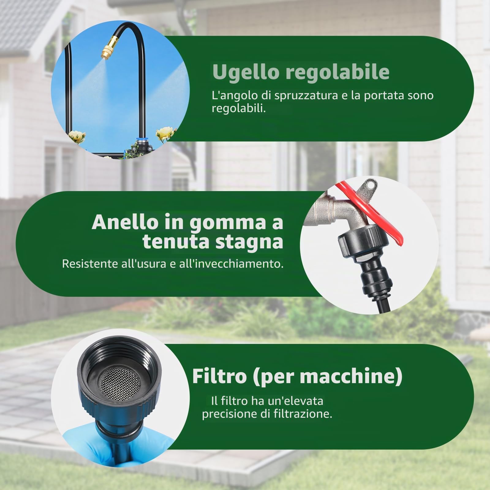 Acesome, sistema di irrigazione per giardino, sistema curvo a 360°, tubo di irrigazione, aiuola rialzata, prato, orto, fattoria (20 m con gioco da pavimento)