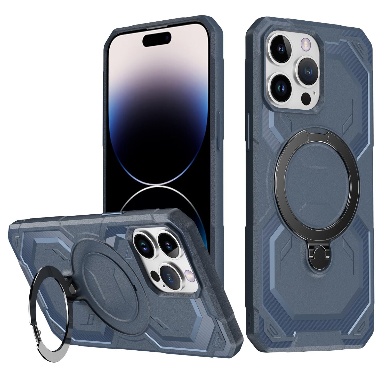 Coque iPhone 15 Pro Max silicone bleu foncé rigide mince - 8