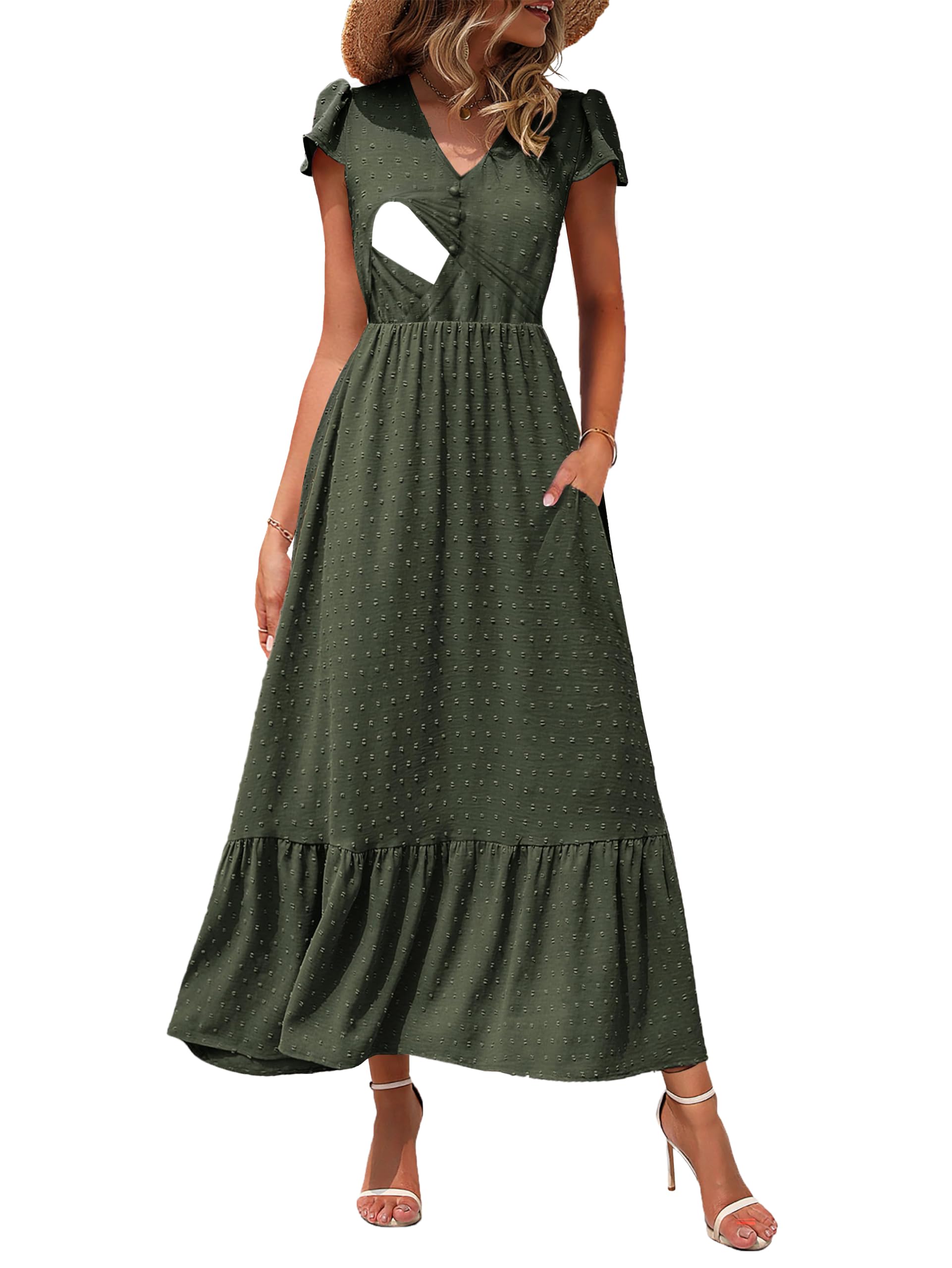 CzzzyL Swiss Dot Boho Nursing Dress