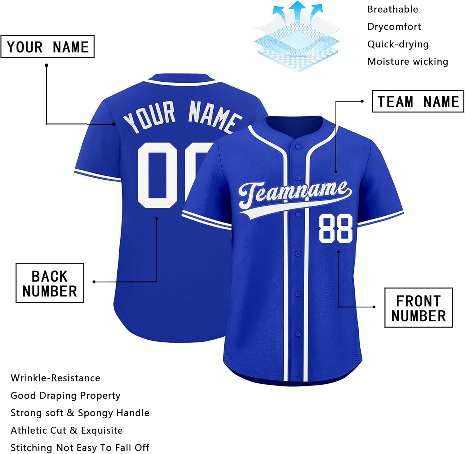 Custom Baseball Jersey Stitched Printed Personanlized Team Name Number Button Down Shirts Sports Uniform for Men Women Youth - Image 3
