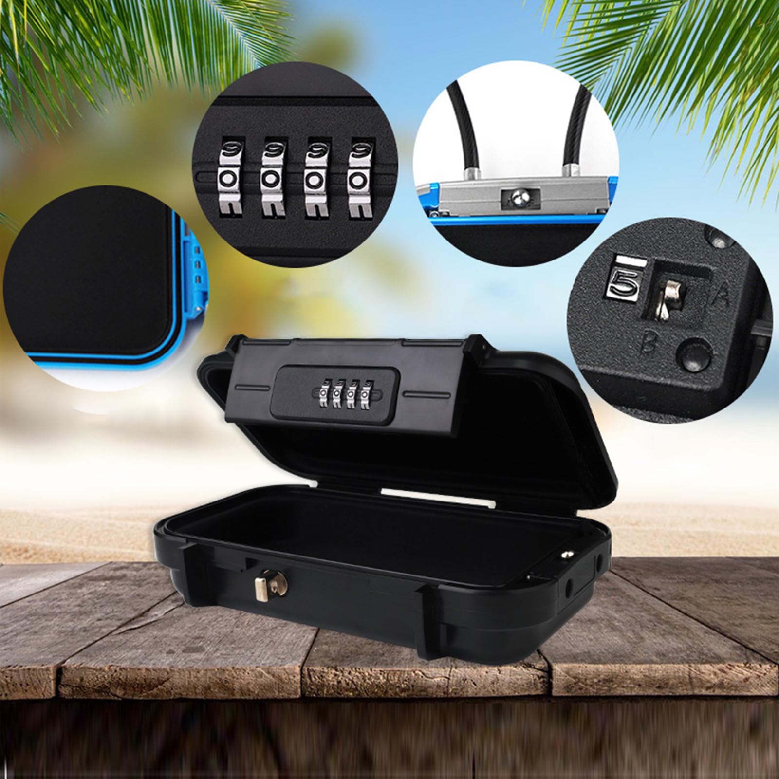 Cassetta di sicurezza da viaggio, scatola di sicurezza con combinazione di sicurezza, scatola di blocco portatile, per spiaggia, hotel, auto, ufficio, casa