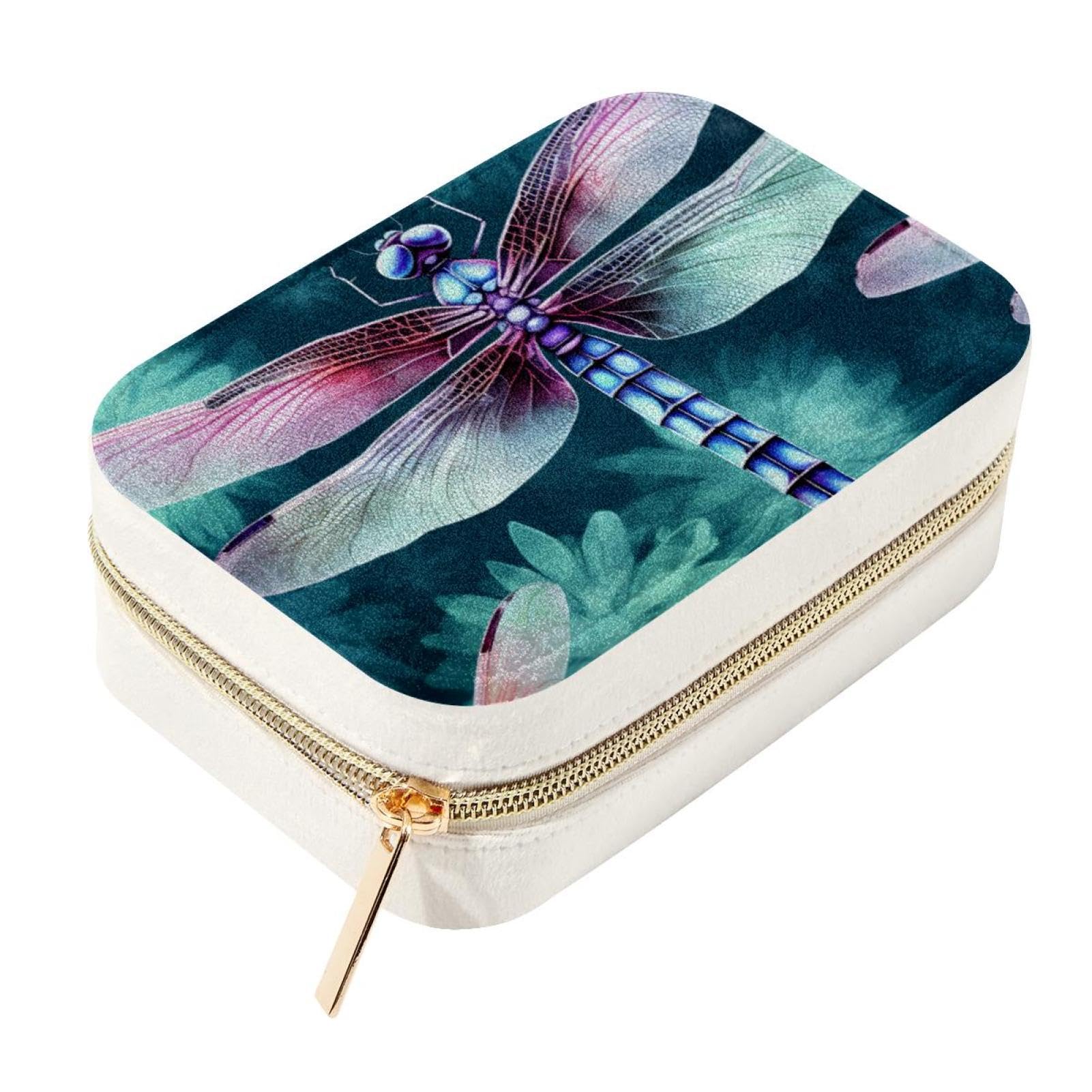 Boîte à bijoux de voyage velours libellule écrin haut de gamme pour bracelets et bagues