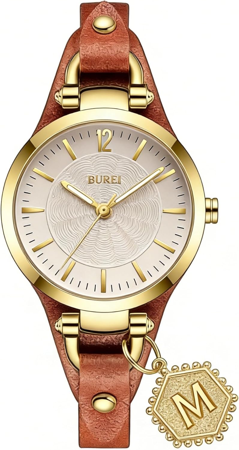 BUREI Women Watches Simple Leather Strap Watch Analog Quartz Watches Small Thin Ladies Watch Bracelet Band Wristwatch, Mothers Day Gifts for Mom
