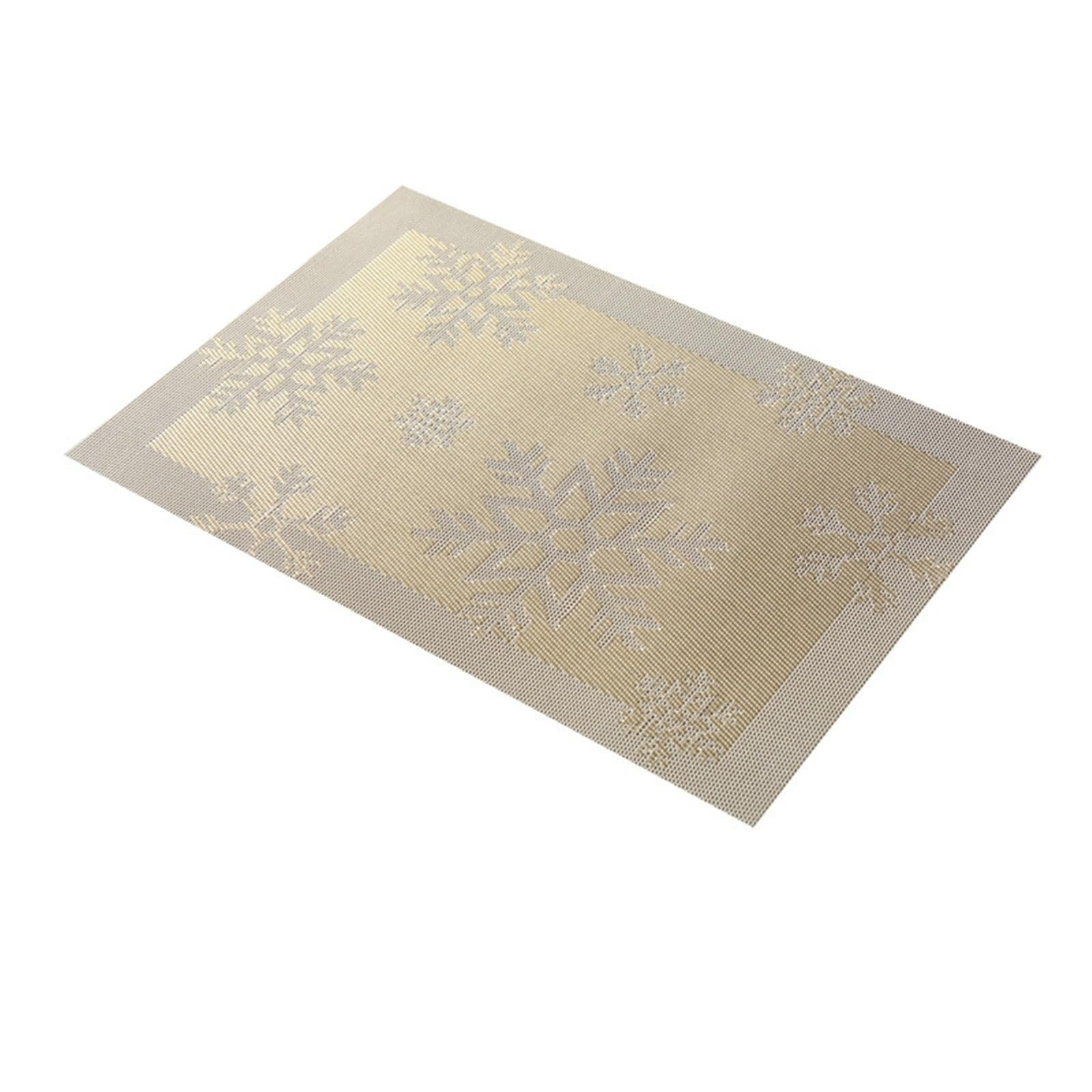 Placemat Juego de 6, Placemats Estilo 2 – Oro con patrón de copos de nieve navideños 45 x 30 cm para cocina y comedor