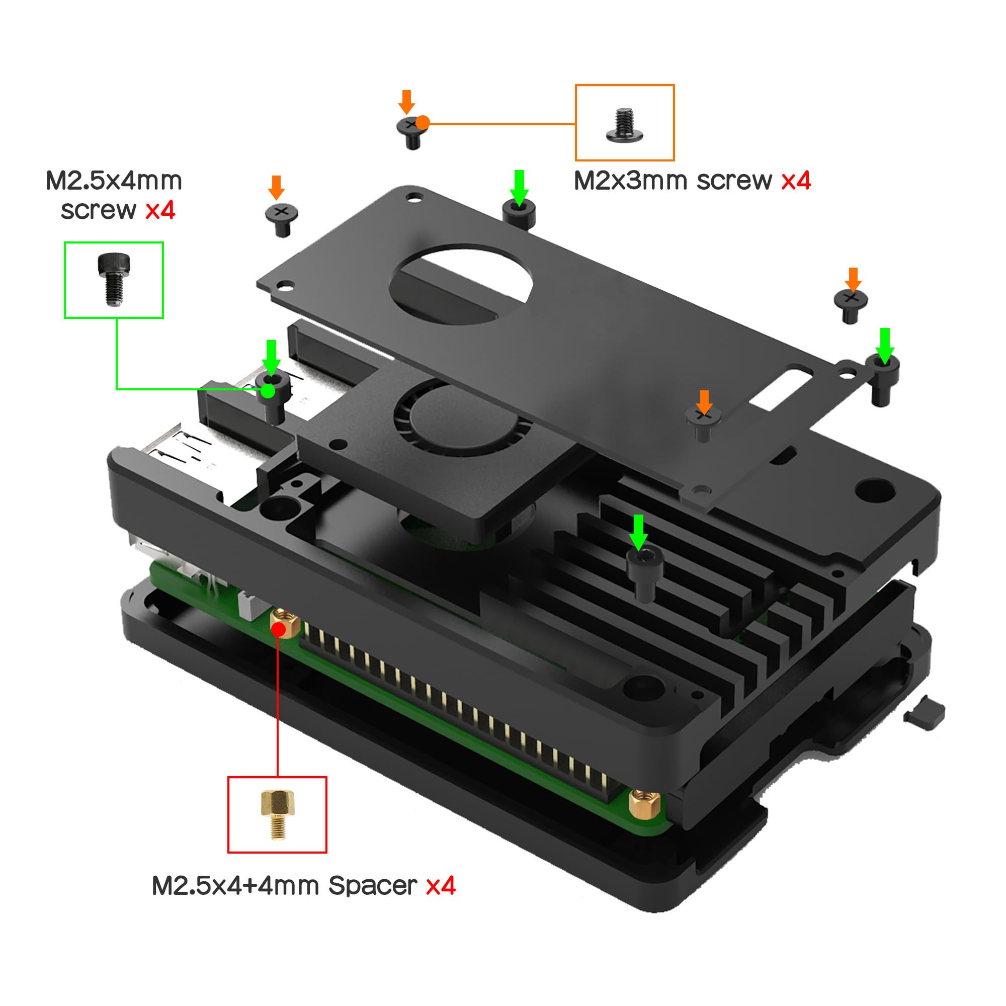 Obudowa aluminiowa eleUniverse N311 z wentylatorem dla Raspberry Pi 5