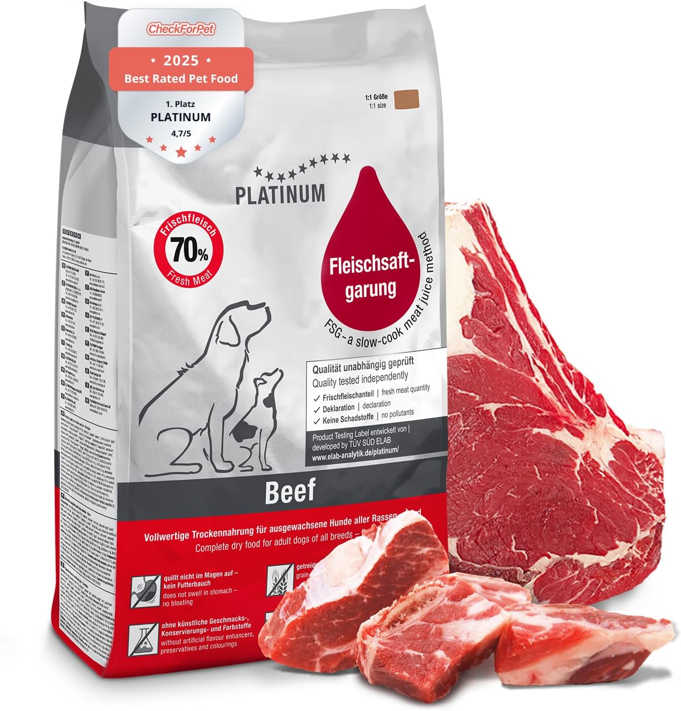 Platinum Beef & Potatoes 5 kg Kroketten für Hunde, getreidefrei, Semiumide Manzo Platinum Beef & Potatoes 5 kg Kroketten für Hunde, getreidefrei, Semiumide Manzo