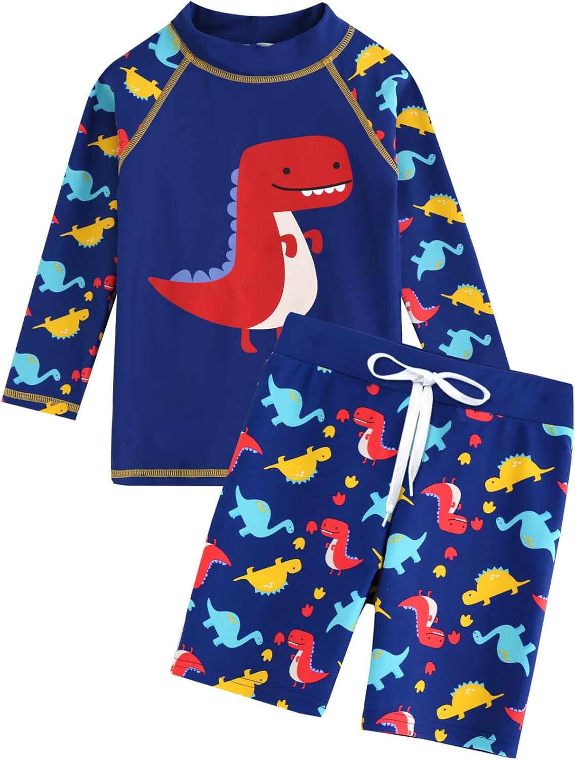 AIWUHE Toddler Boys Swimsuit 2 Piece Rash Guard Swimsuits with Swim Trunk Long Sleeve Bathing Suit Sunsuit Swimwear Sets 1-7Y - Image 3