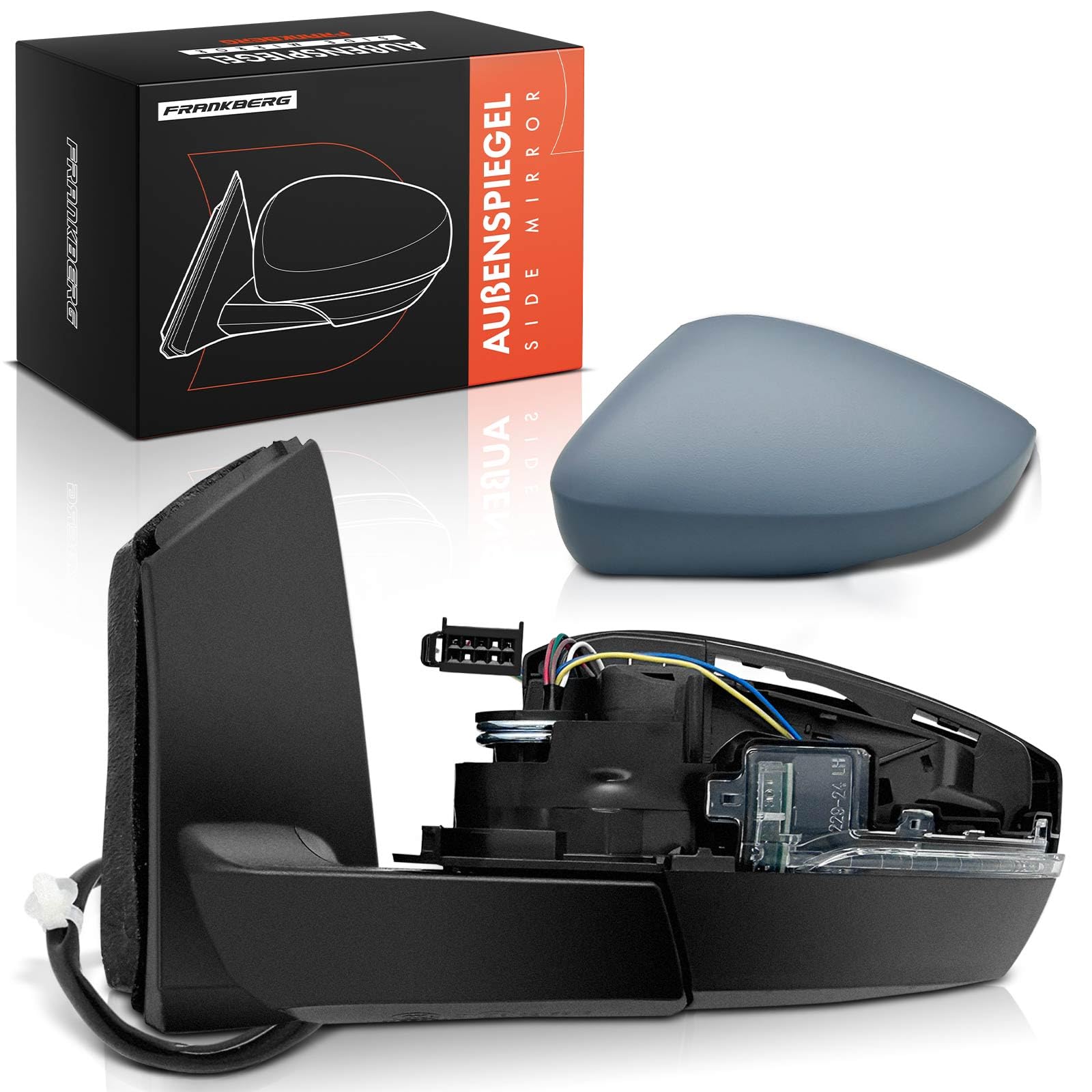 Frankberg Specchio Specchietto Retrovisore Elettrico Sinistra 6 poli &-Riscaldabile &-Luce lampeggiante Compatibile con Polo 2009-2022 Polo Berlina 2014-2020 Polo Van 2009-2017