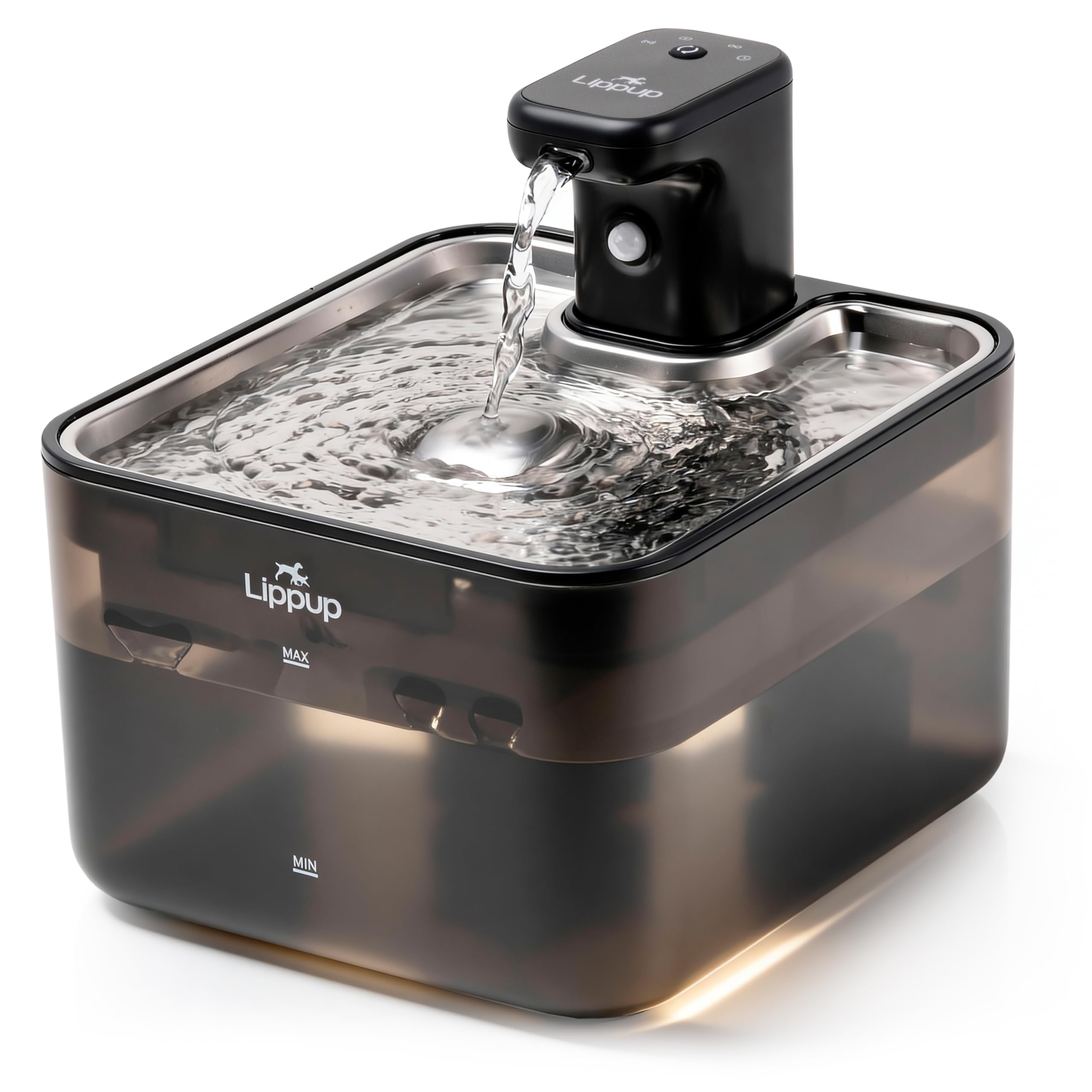 LIPPUP Cat Water Fountain Cordless, 88oz/2.6L Wireless Pet Water Fountains for Cats Indoor, Battery Operated Cat Drinking Fountain with Motion Sensor, Ultra Quiet Pump, BPA-Free, Black