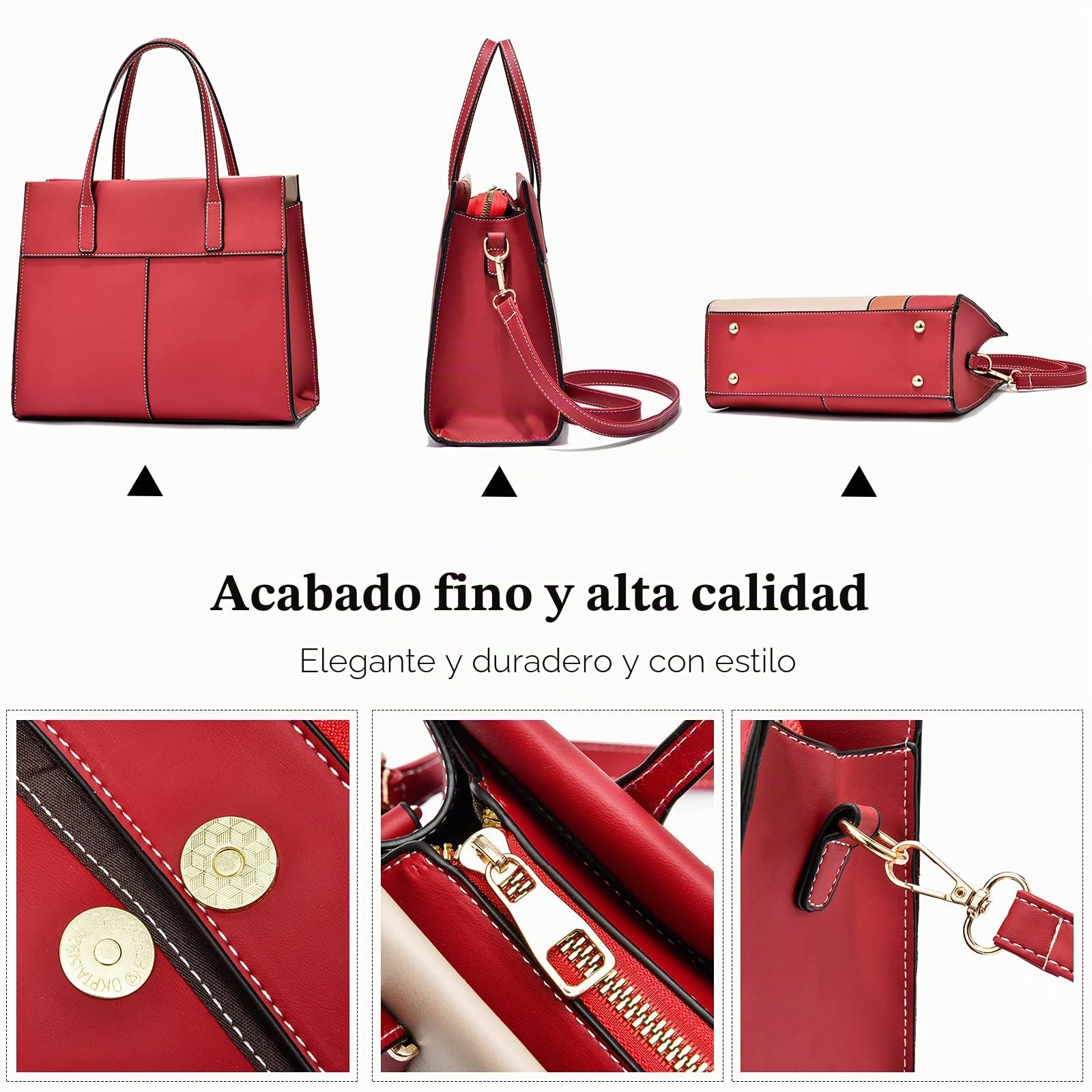 FANDARE Elegante Bolsos de Mujer Bandolera Impermeable PU Cuero Señora Bolso Mano Hombro Cruzado para Viaje Trabajo Escuela Compras Crossbody Bag