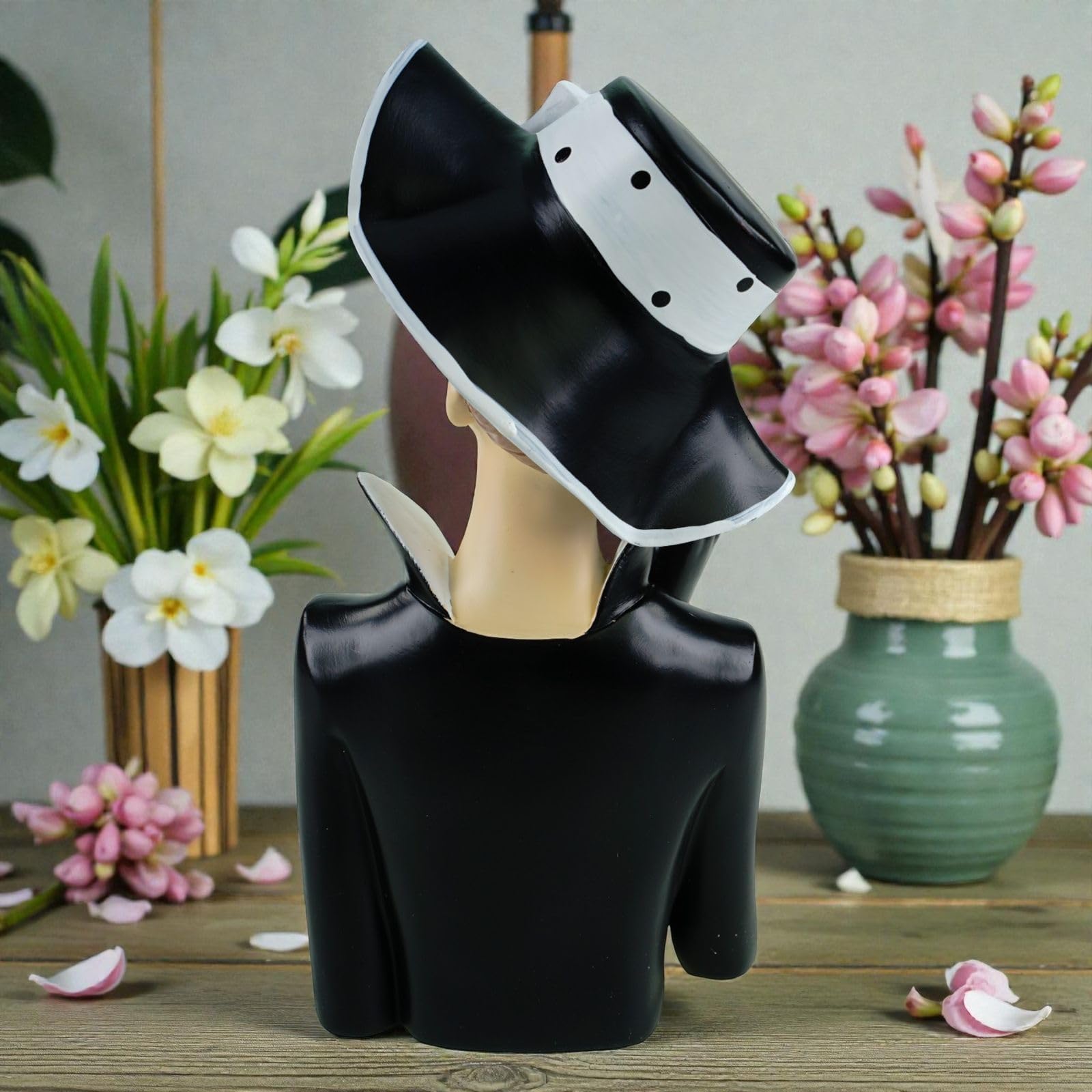 formano Busto decorativo da donna, in poliresina, dipinta a mano, 28 cm, elegante accessorio per la casa, bianco e nero, elegante decorazione da tavolo e scaffali
