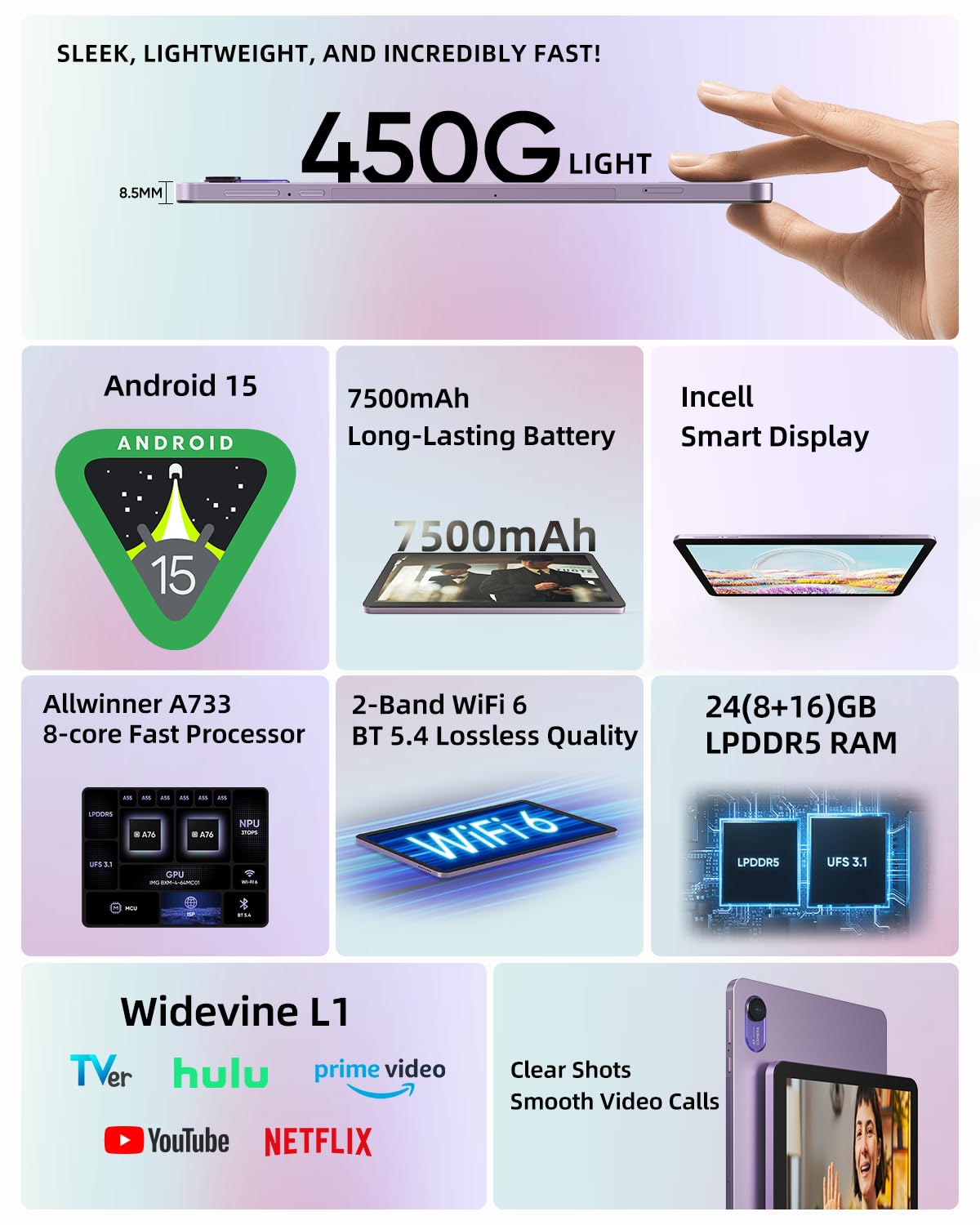 Amazon.com : plimpton 10 Inch Android 15 Tablet 2025, 24GB RAM (8+