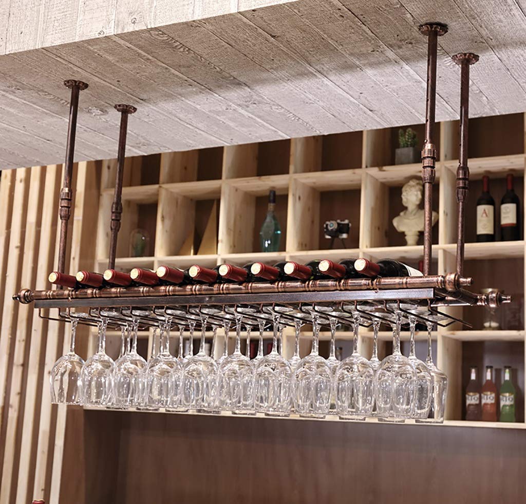 Casier à vin hauteur réglable avec porte-verre en fer forgé