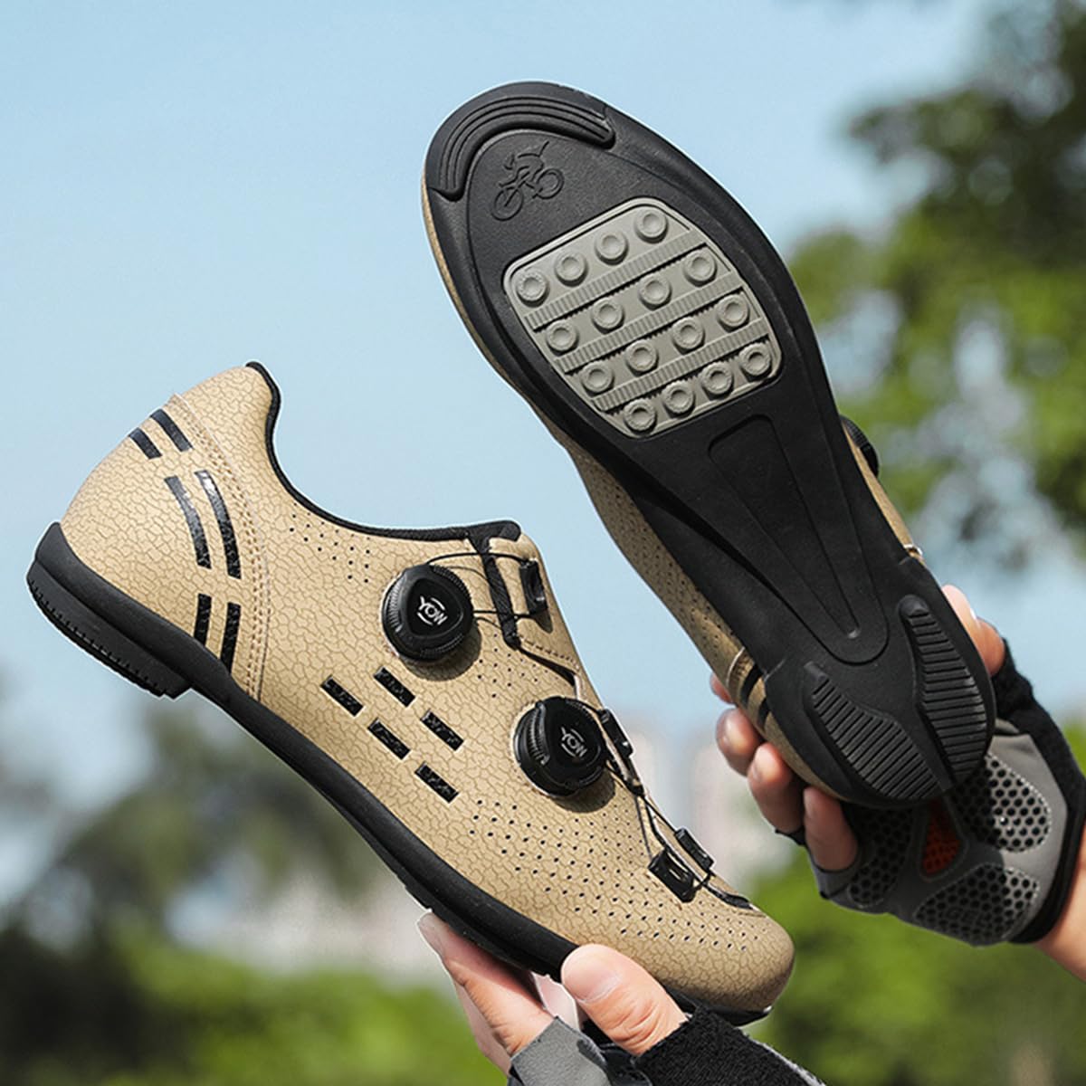 Scarpe da Ciclismo Uomo Strada, Scarpe da Strada Mountain Bike | Scarpe da Bicicletta Senza Blocco con Suola in Gomma Antiscivolo Traspiranti