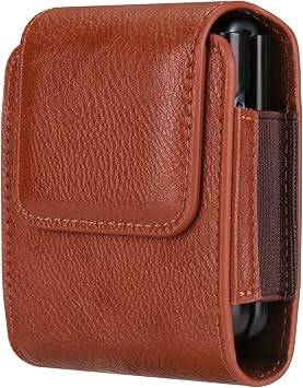 Cell Phone Waist Pouch Men Leather Compatible with Samsung Galaxy Z Flip 6/Z Flip 5/Z Flip 4/Z Flip 3/Z Flip 4G 5G, Cellphone Holster with Belt Clip Phone Belt Pouch Bag with Belt Loop Carabiner Hook