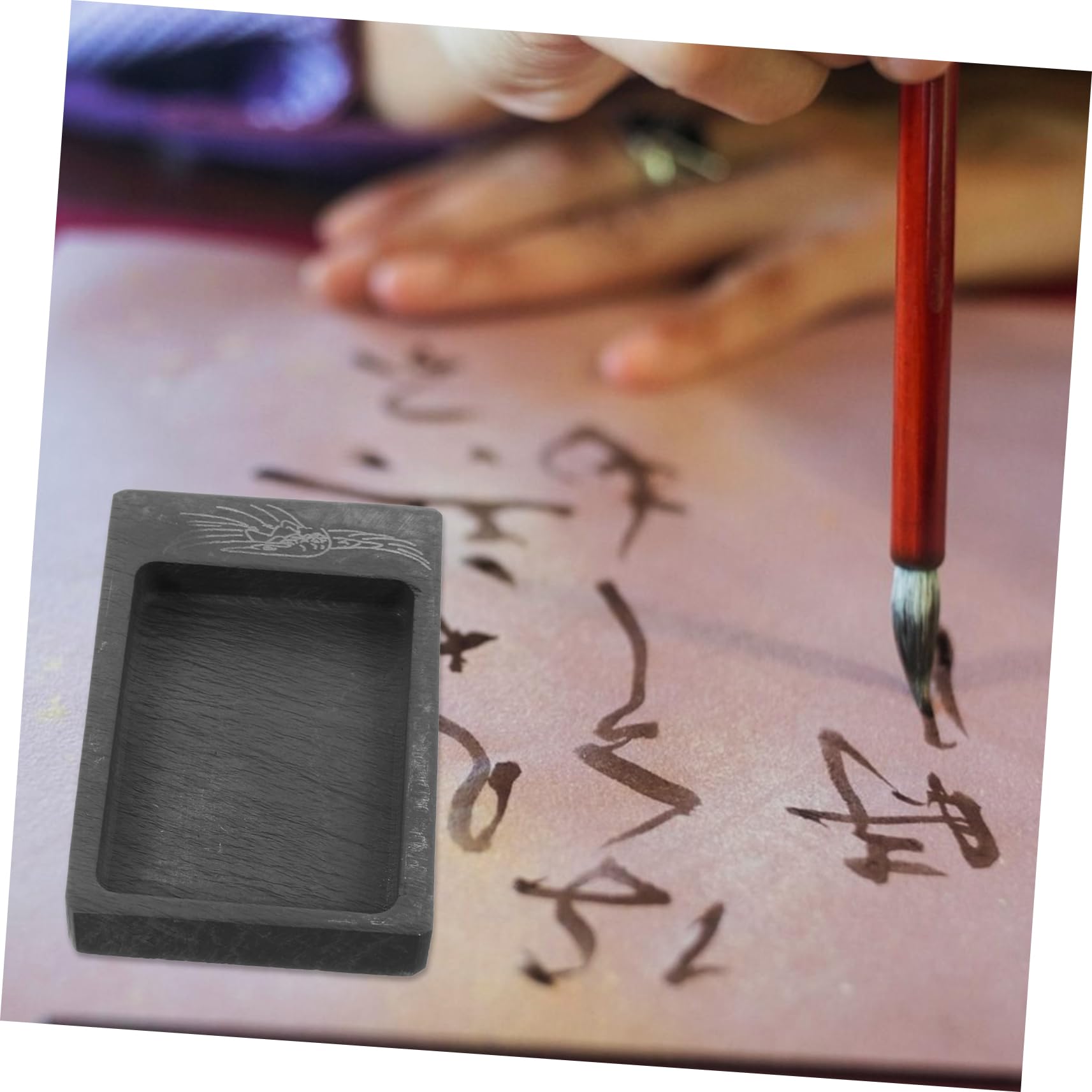 硯 砚台 書道用具 Amazon | Operitacx 迷你砚台 書道用石製練習硯盤 レトロカラー 耐剥離