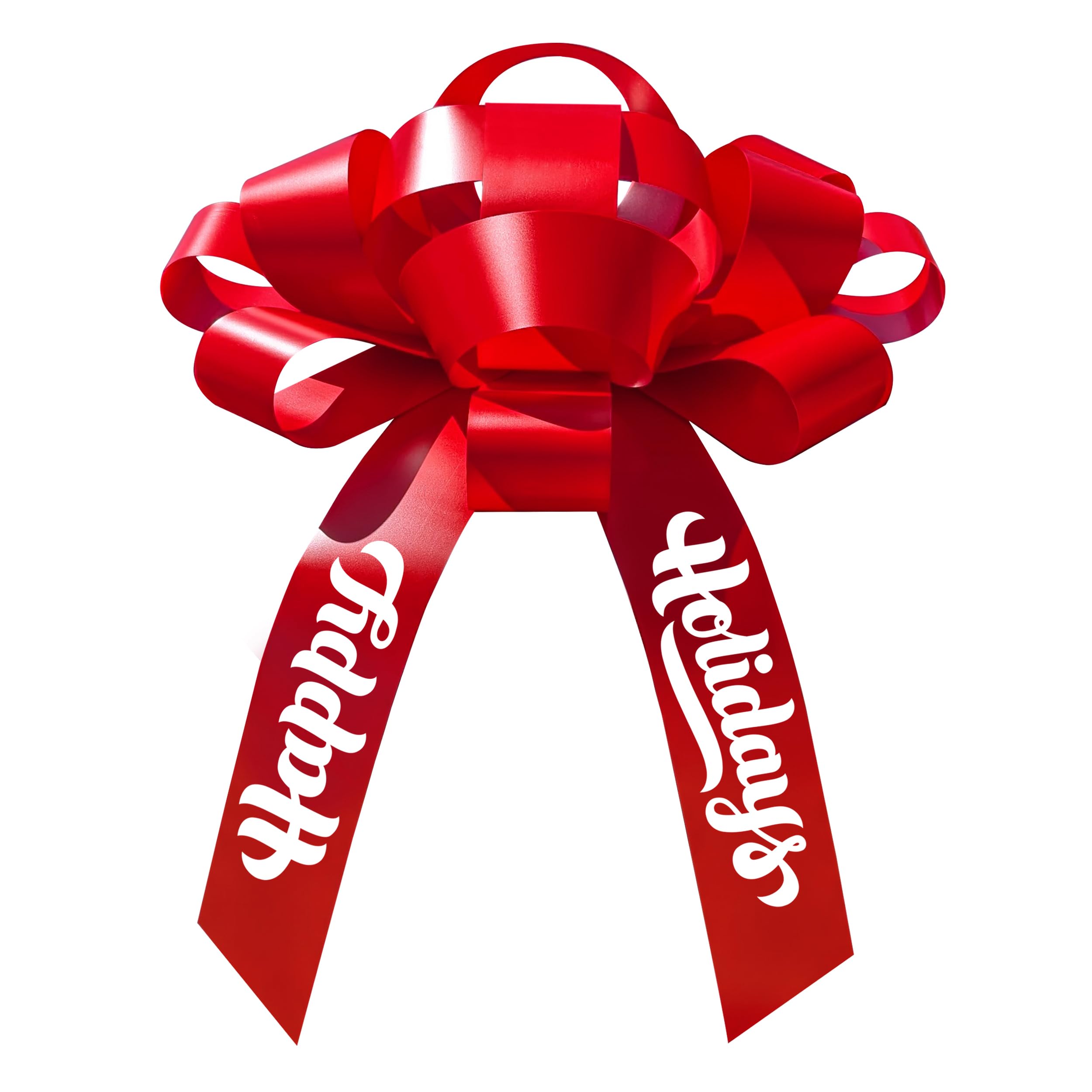 CarBowz Big Happy Holidays Car Bow, Giant 30" Bow, Non Scratch Magnet, Weather Resistant Vinyl (Red)
