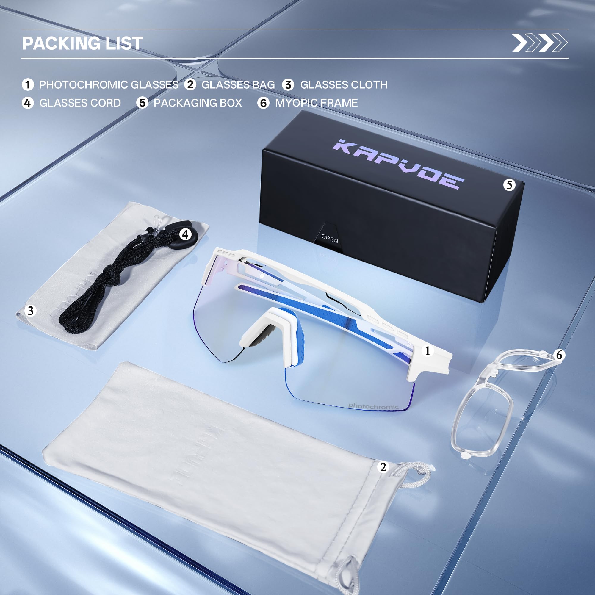 KAPVOE Fotocromáticas Gafas de Ciclismo Protección UV400 Transparente Gafas de Sol Deportivas Mujeres Hombres K75