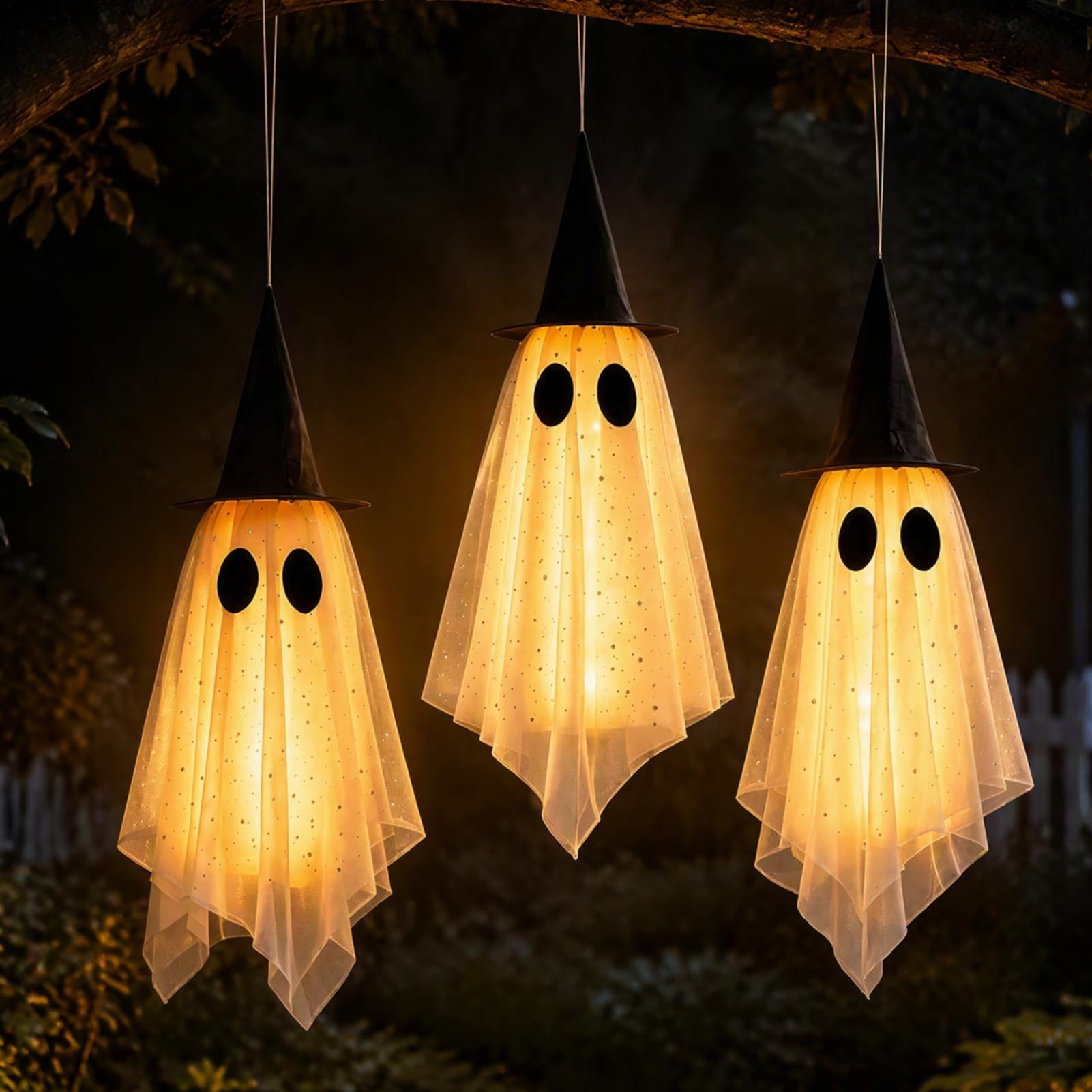 Wiszące dekoracje duchów, upiorne rekwizyty na Halloween, 3 szt